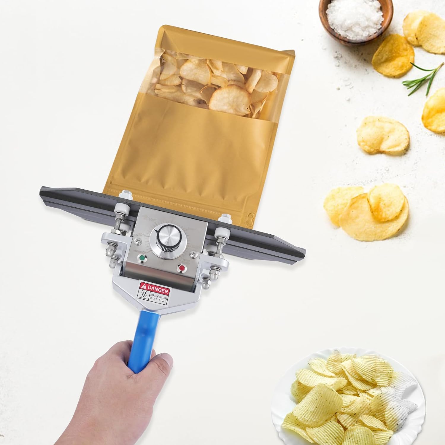 Handheld Heißsiegelgerät, 500w, 0-300℃, Versiegelungsgerät Mit 1.8m Langem Netzkabel, Folienschweißgerät Für Dicke Beutel Tüten Aus Mylar,aluminium-folien,kraftpapier (blau)