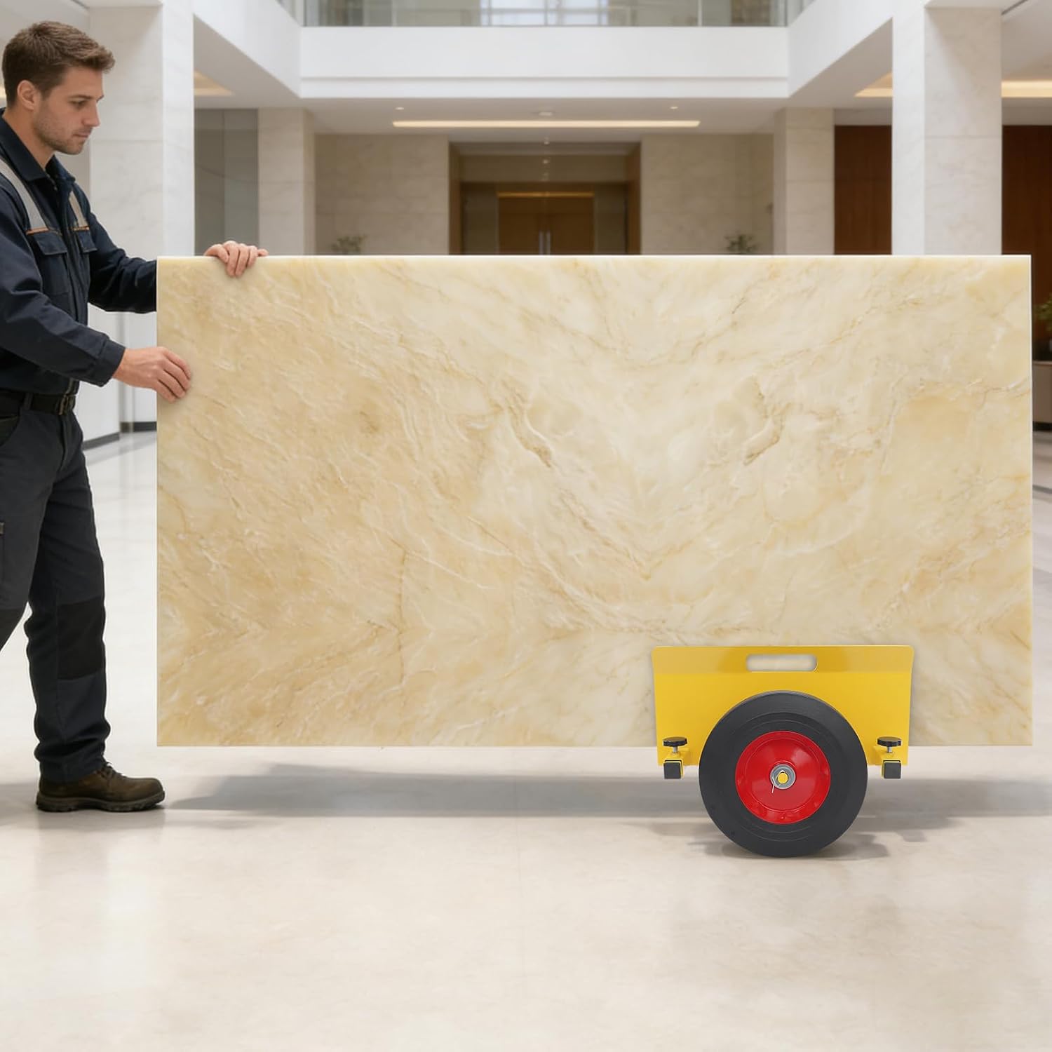 Plattenwagen, Plattentransporter Mit 10'' Vollräder, Plattenroller Bis Tragfähigkeit 490 Kg, Transportwagen, Plattenkarre, Für Wandpaneelen, Gipsplatten, Holzbrettern Vielem Mehr