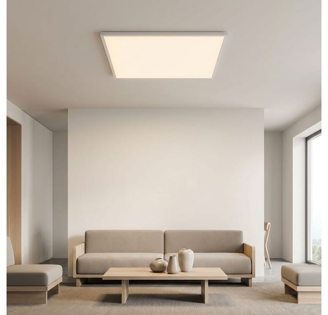 Deckenpanel Deckenleuchte Aufbaupanel Wohnzimmerleuchte weiß Deckenlampe, Stahl Kunststoff, 1x LED 33 Watt 4250 Lumen warmweiß, LxBxH 59,5x59,5x6 cm