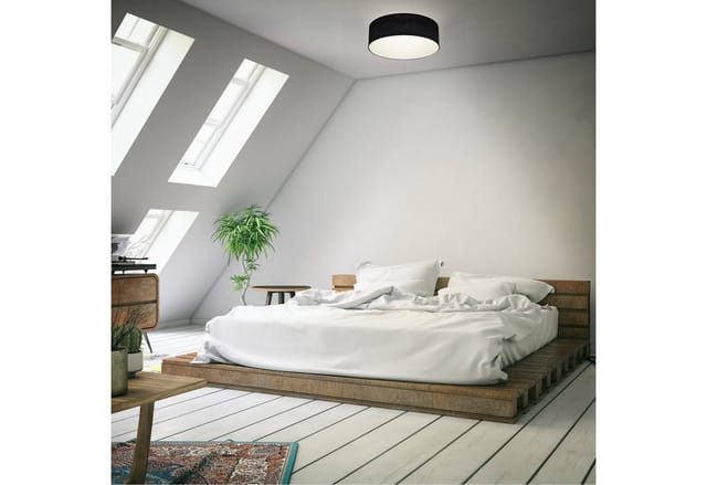B.k.licht - Deckenleuchte Ø30 cm - Stoffschirm, E27 Fassung, 1-flammig, schwarz