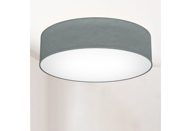 B.k.licht - Deckenleuchte Ø38 cm - Stoffschirm, E27 Fassung, 2-flammig, grau
