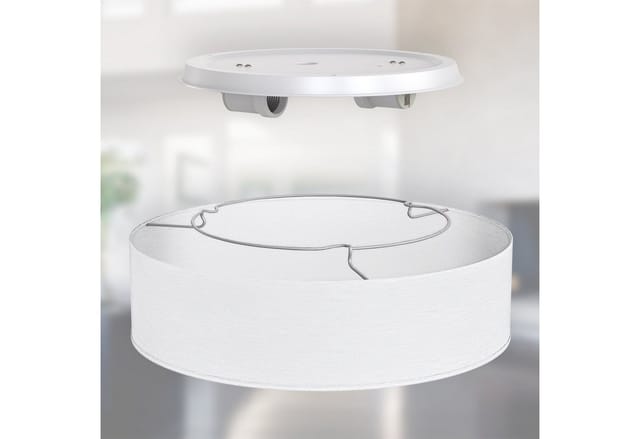 B.k.licht - Deckenleuchte Ø38 cm - Stoffschirm, E27 Fassung, 2-flammig, weiß