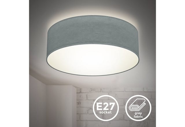 B.k.licht - Deckenleuchte Ø30 cm - Stoffschirm, E27 Fassung, 1-flammig, grau