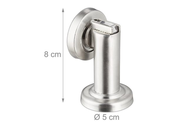 Relaxdays - Türfeststeller Magnet, magnetischer Türaufhalter, aus Edelstahl, Boden- oder Wandmontage, Türhalter, silber