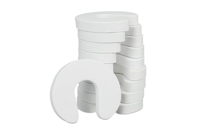 Relaxdays Tür Klemmschutz im 10er Set, für Schublade, Türstopper für Babys & Kinder, Schaumstoff, HBT 2 x 9 x 10,5, weiß