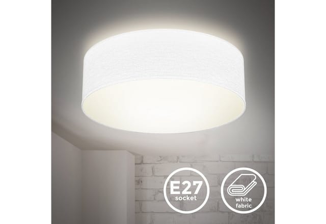 B.k.licht - Deckenleuchte Ø30 cm - Stoffschirm, E27 Fassung, 1-flammig, weiß