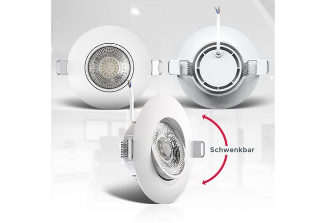 B.k.licht - Einbauspot 68mm 6er Set - 230V, 4,9W, 480lm, led, warmweiß, weiß