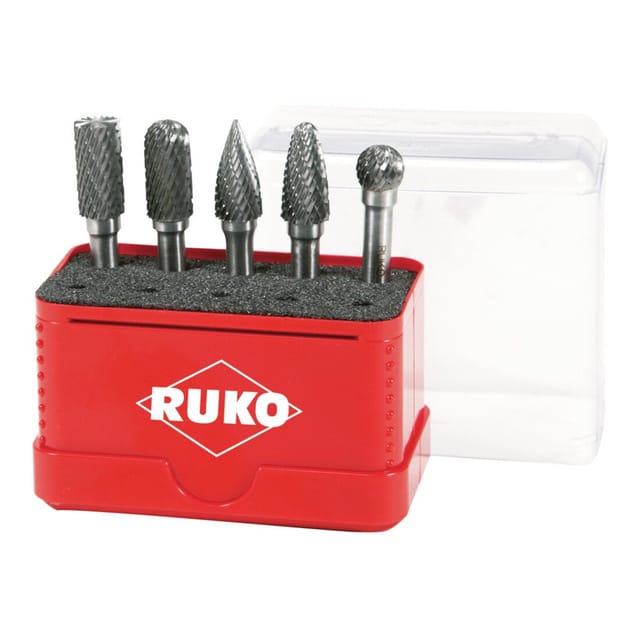 Ruko - Hartmetall-Frässtifte-Satz hm in Mini-Box Verzahnung zya-st/wrc/spg/rbf/kud