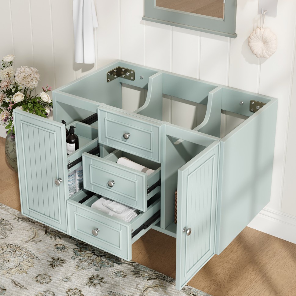 Hängender Badezimmerschrank – 78,5 X 46 X 46,8 Cm – Moderner Stil Mit 3 Schubladen Und Stauraum – Grün