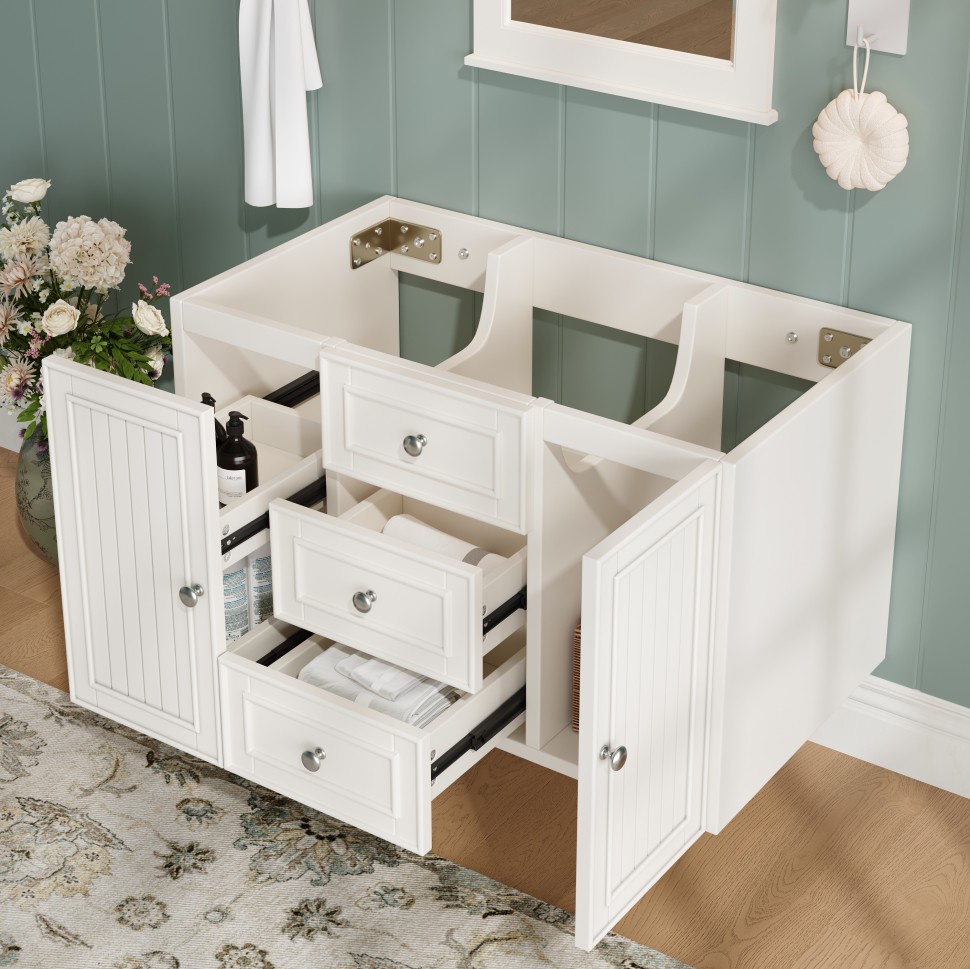 Waschtischunterschrank 78,5 X 46 Cm – Hängender Badezimmerschrank Aus Mdf – Vielfältige Stauraummöglichkeiten Und Schubladen – Modernes Weiß