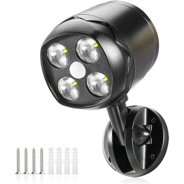 Led-außenleuchte Mit Bewegungsmelder – 600 Lumen – Wasserdicht (ip65) – Betrieb Mit 4 D-batterien – Kabellose Installation – 600 Lm