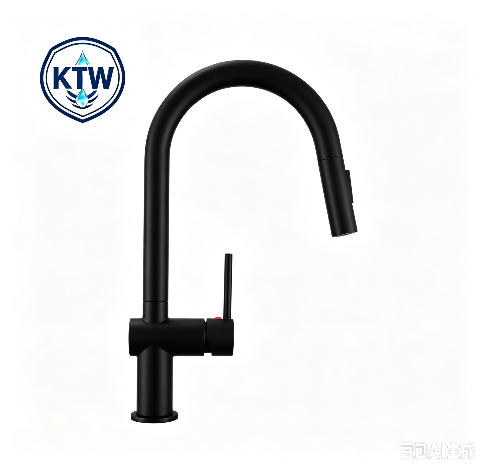 Ktw‑zugelassene Küchenarmatur Ausziehbar 360° Drehbar Hochdruck‑mischbatterie Schwanenhals Wasserhahn Zink‑messing Matt Schwarz