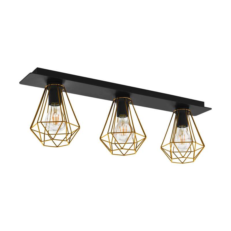 [neuwertig] B-ware Eglo Deckenleuchte Lampe Tarbes Led Dreiflammig Dimmbar Schwarz Messing