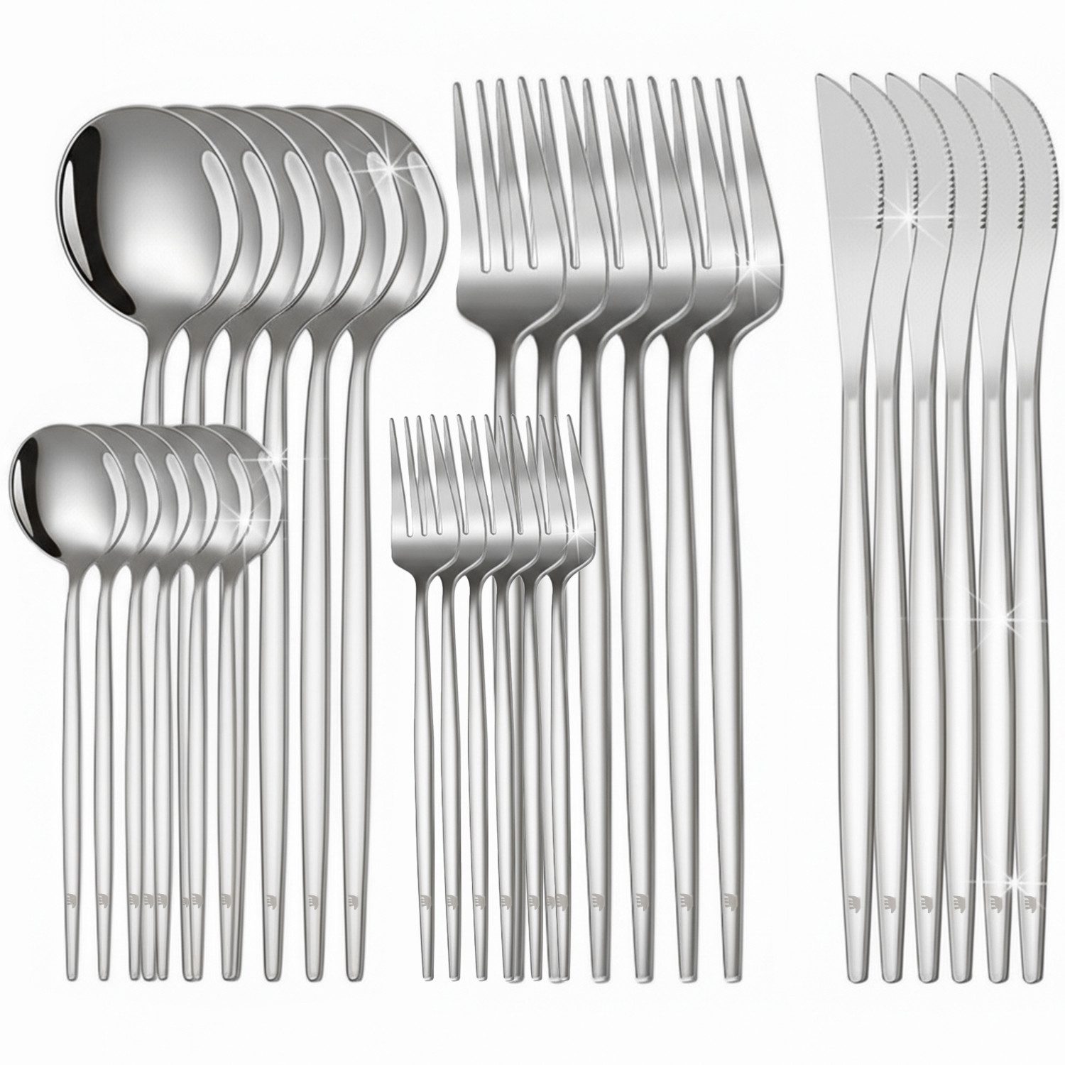 Roxlin Besteckset 30-teilig Standard Design – Edelstahl Tafelbesteck Für 6 Personen – Rostfrei, Kratzfest & Spülmaschinenfest – Erhältlich In Silber