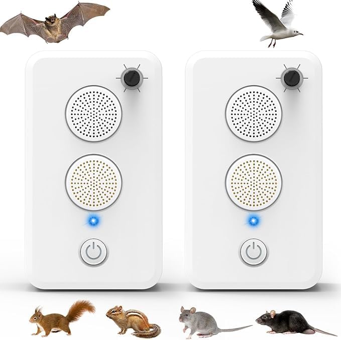 4er-pack Ultraschall-abwehrgeräte Gegen Fledermäuse, Ratten Und Mäuse Für Dachböden Und Terrassen – Hält Fledermäuse Und Nagetiere Fern – Wiederaufladbar, Für Den Innen- Und Außenbereich, Chemikalienf