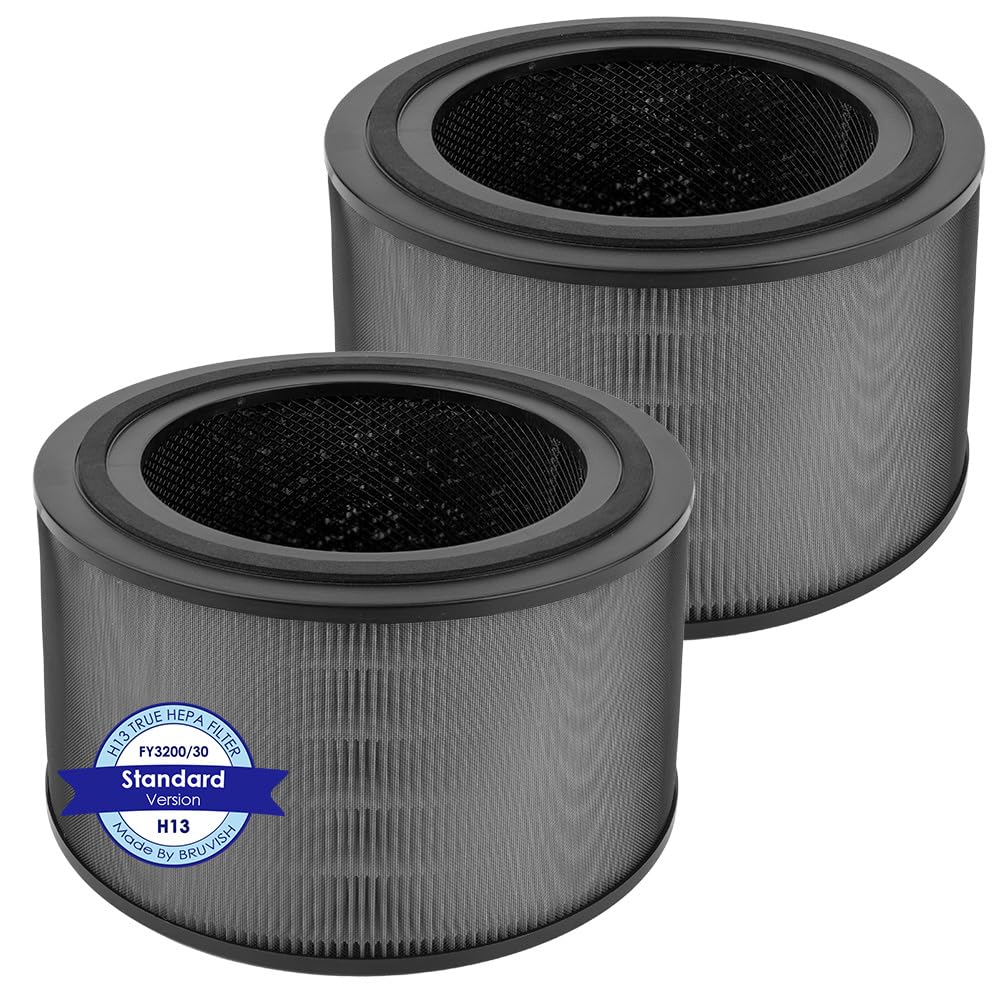 (2 Stück) Fy3200 Ersatz-hepa-filter Für Philips Luftreiniger Der Serie 3200 Ac3210, Ac3220 Und Ac3221, H13 True Hepa Filter, Nanoprotect Hepa Filter + Aktivkohle (fy3200/30)