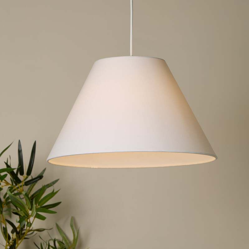 [neuwertig] B-ware Searchlight Hängeleuchte Lyta Led Pendelleuchte Dimmbar Textil Weiß Ø38cm 80cm