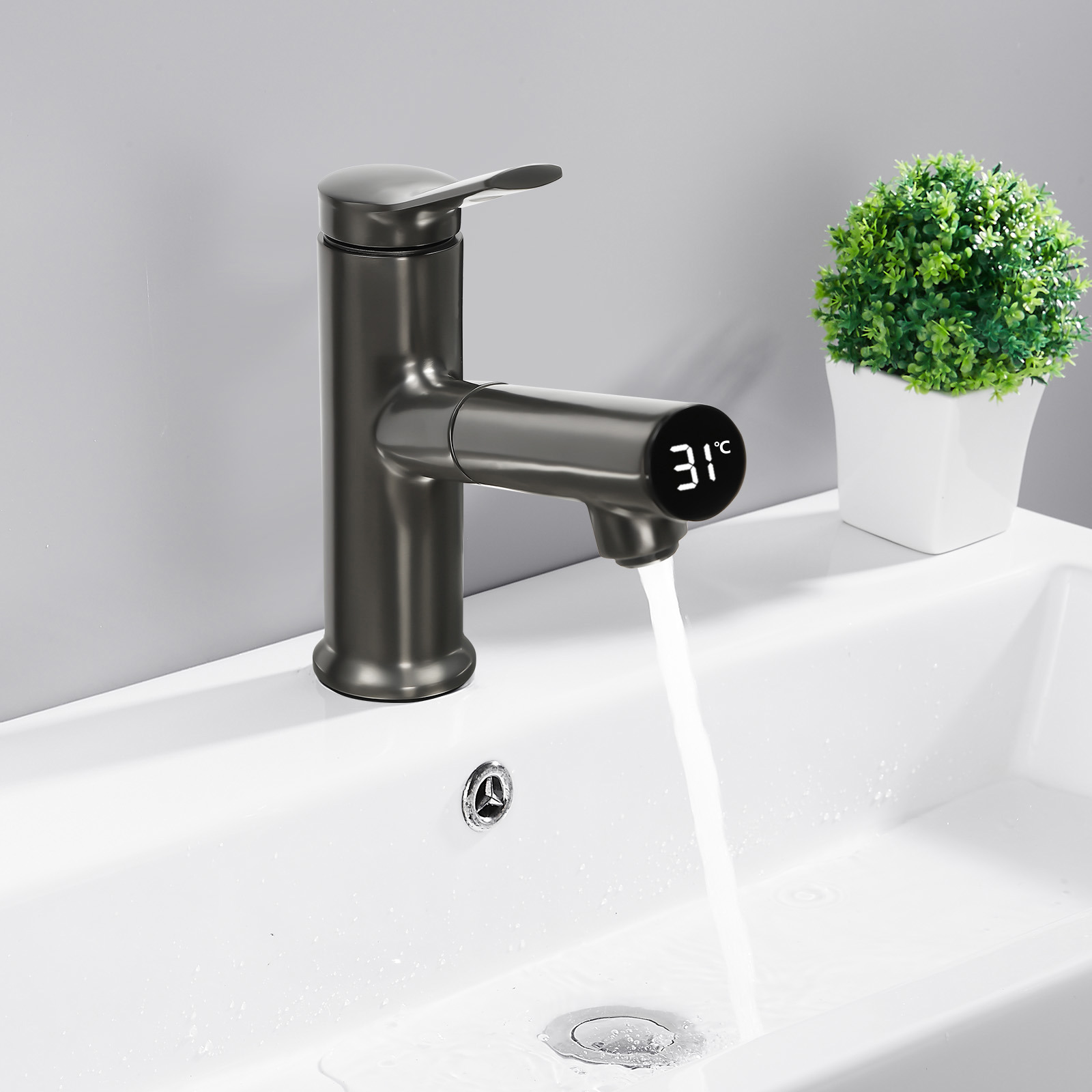 Wasserhahn Bad Ausziehbar, Hochdruck Waschtischarmatur Mit Herausziehbarer Brause, Armatur Badezimmer, Einhebelmischer Mischbatterie Waschbecken