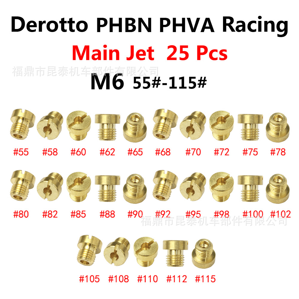 25-teiliger Vergaser M6 Einspritzdüse Hauptdüse Derotto Hauptdüse Phbn Phva 55-115