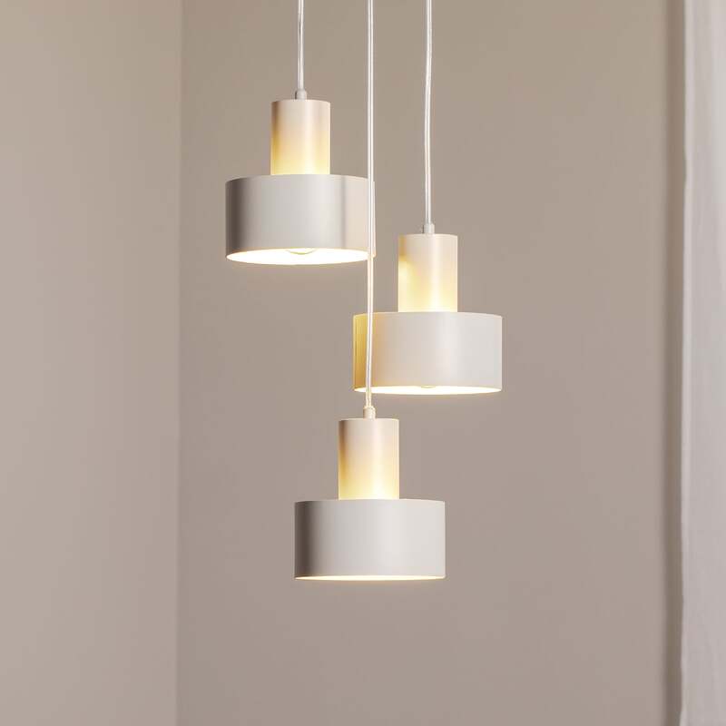 [neuwertig] B-ware Hängeleuchte Rif 3 Taupe Rund 3-flammig Ø 33 Cm Dimmbar E27 Sigma