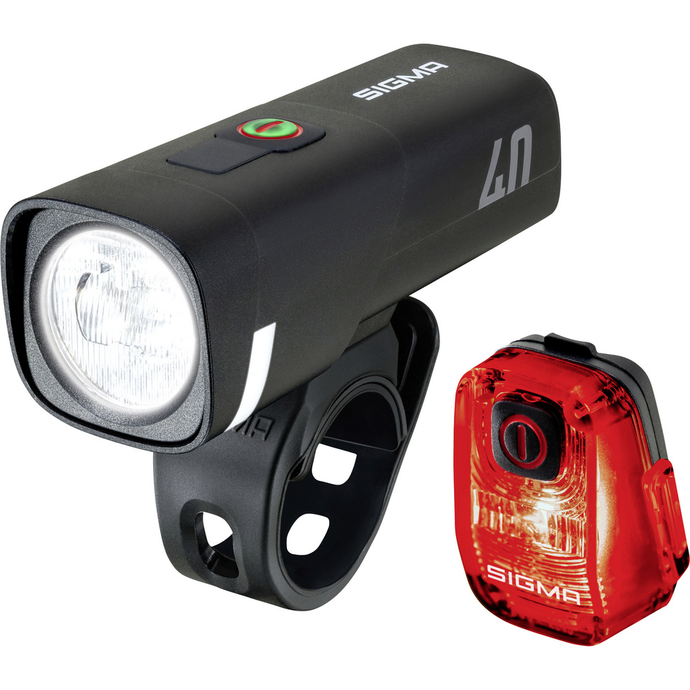 Sigma Fahrradbeleuchtung Set Aura 40 / Hiro 10 Set Akkubetriebenes Led-leuchtmittel Akkubetrieben Sc