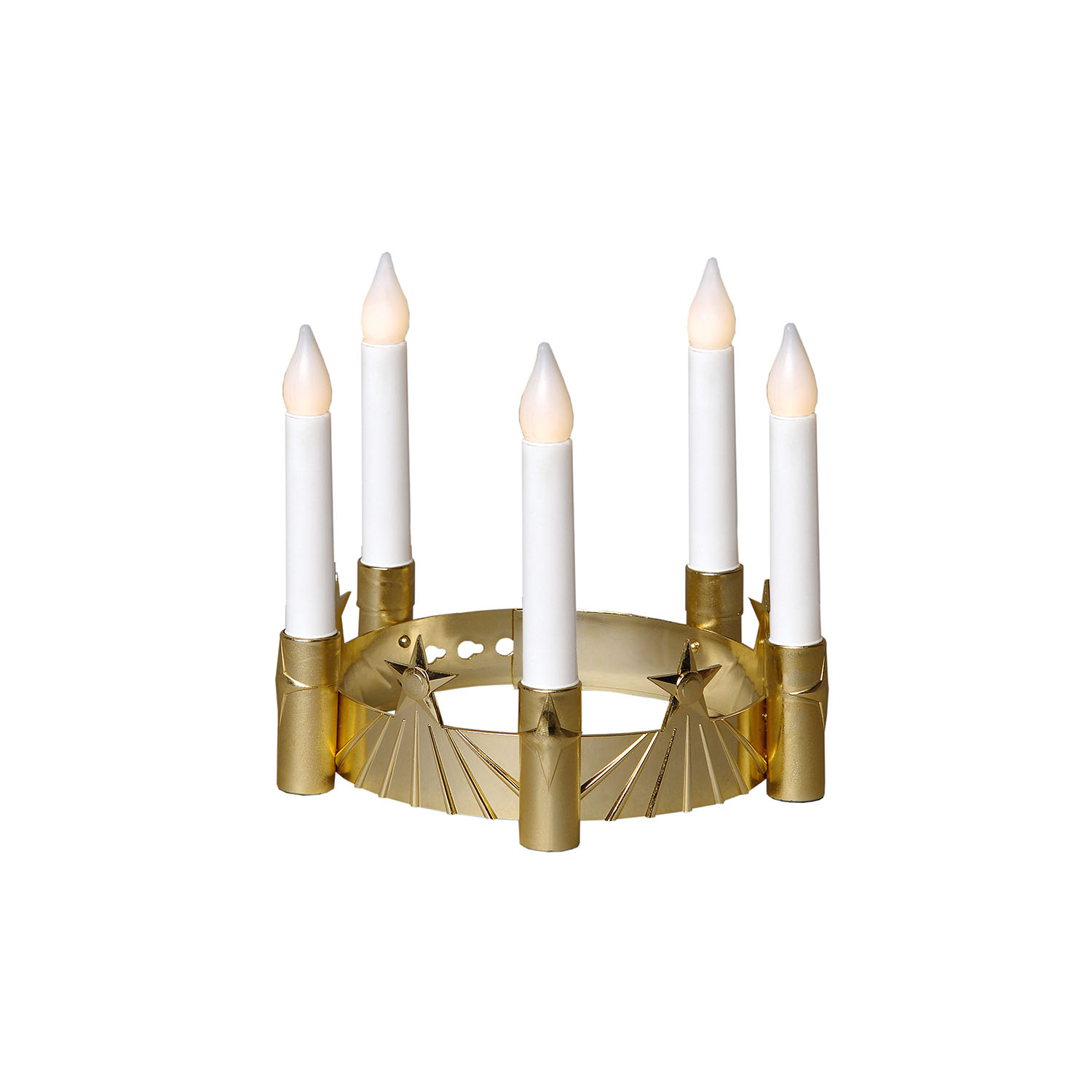 Led 'luciakrone', 5fl., Gold/weiss, Batterie