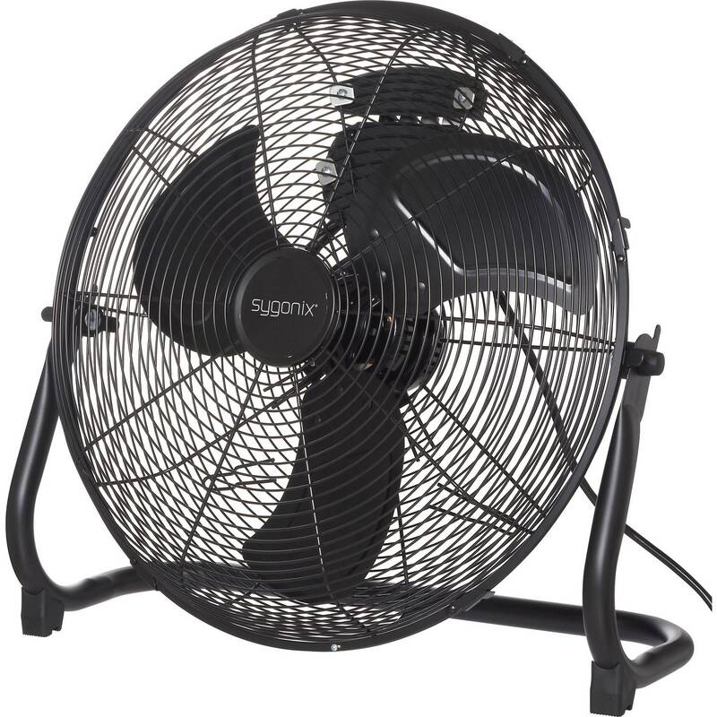 [gebraucht] B-ware Sygonix Bodenventilator Ventilator Schwarz Schwenkbar 70w Ø505mm 3 Stufen