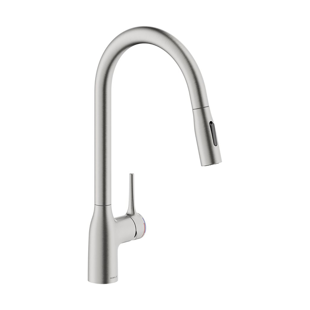 Systemceram Küchenarmatur Mania Soft, Mit Herausziehbarer Handbrause, Edelstahlfinish, Hochdruck