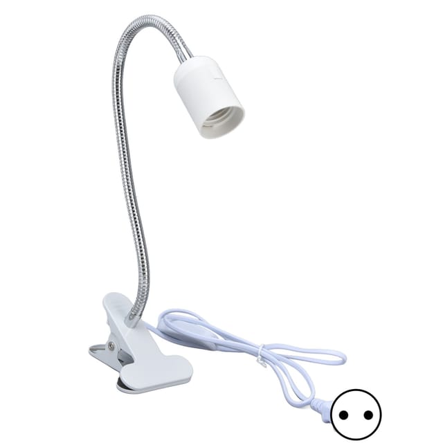 Weiße E27/E26-Lampenfassung mit 360° drehbarem Kopf, robustem Material, stabiler Klemme, EU-Stecker 100–240 V