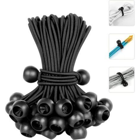25 Stück Schwarze Elastische Bungee-seile, Planenspanner, Kugel-bungee-seile Für Zelte, Planen, Poster, Camping, 20 Cm Gummi-bungee-seile