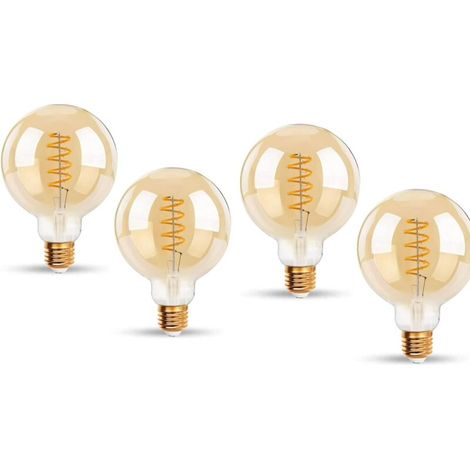 6-w-edison-vintage-g80-led-lampen, Warmweiß (2200 K), E27-fassung (entspricht Einer 48-w-glühbirne), Retro-glühbirne Im Antik-stil, Nicht Dimmbare Dekolampe, 4er-pack