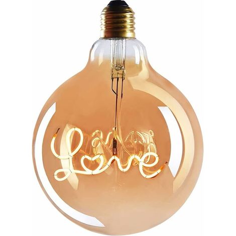 1x E27 Edison Tube Led-glühbirne Love – E27-fassung – Dimmbare Led-glühbirne – 4 W, Warmweiß, 230 V, El27 – Vintage-e27-glühbirne/retro-glühbirne