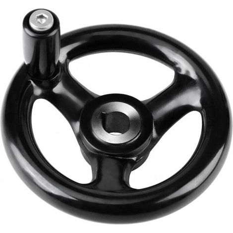 Schwarzes, Einteiliges Handrad Zum Fräsen, Innendurchmesser 12 Mm, Außendurchmesser 100 Mm, 3 Speichen Mit Griff Für Fräsmaschinen, Drehmaschinen Und Schleifmaschinen.