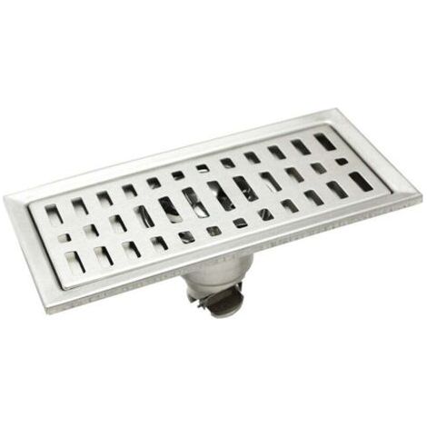 Drain De Douche Rechteck Drain De Plancher Salle De Bains Douche Cuisine Dchets Cheveux Crpine, Acier Inoxydable, 20x10cm