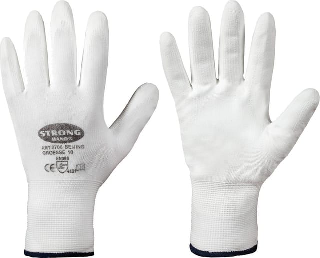Hand Strickhandschuh Beijing, Nylon, Gr. 10, weiß 12 Stk - Strong