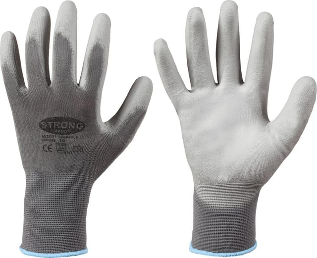 Hand Strickhandsch.Shenzhen, Nylon, Gr. 9, grau 12 Stk - Strong