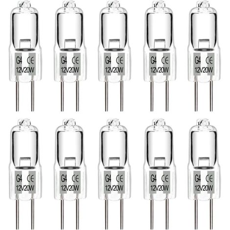 10 Stück G4-halogenlampen, Warmweiß, 12 V, 20 W, Klare Kapsel, Für Kronleuchter, Schränke Und Deckenleuchten