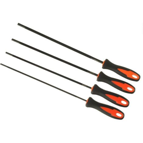 Set Mit 4 Kettensägenfeilen Mit Griff, 4 Größen Erhältlich: 3,2 Mm, 4,0 Mm, 4,8 Mm, 5,5 Mm, Geeignet Für Heimwerker-kettensägen.