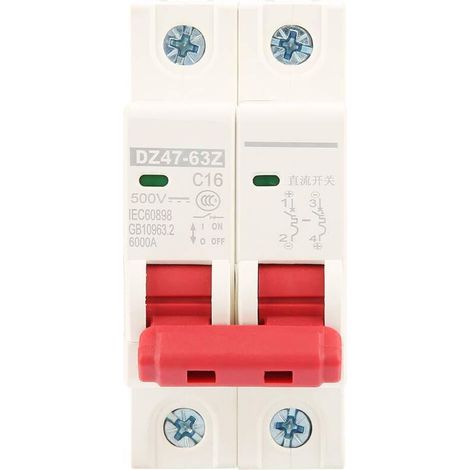 Der Dc-kombinationsleistungsschalter Für Photovoltaikanlagen, Der Miniatur-leistungsschalter Dc2p 500v 16a Mcb Dz47-63z-2p, Eignet Sich Für Kleine Solarstromerzeugungssysteme.