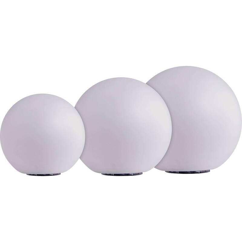 [neuwertig] B-ware Heitronic Led-leuchtkugel Gartenleuchte Boule 3er Set Neutralweiß Kunststoff