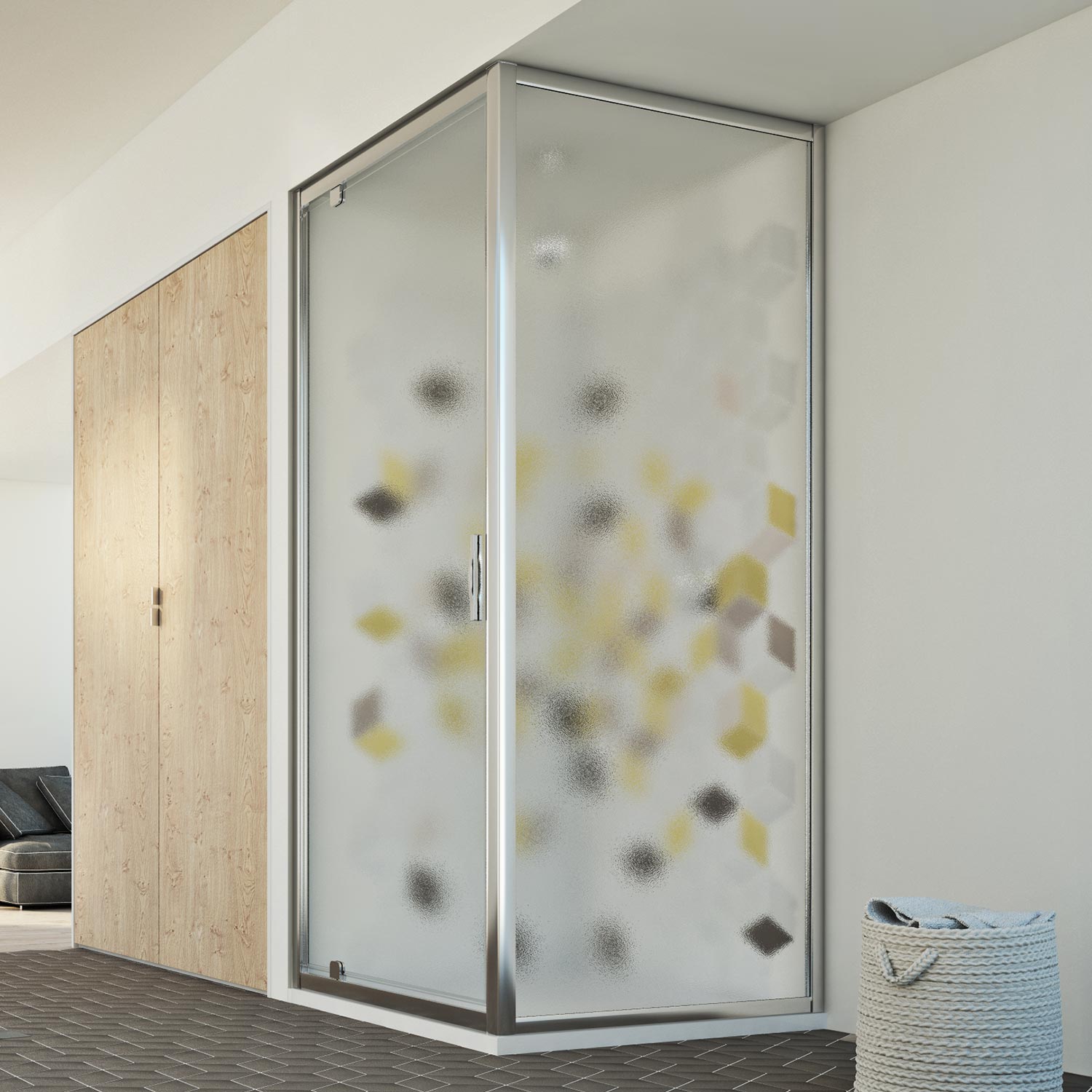 Idralite - Duschkabine Strukturglas H 198 Mod. Cristal Duo 1 Tür 75x80 Öff. 80 Cm