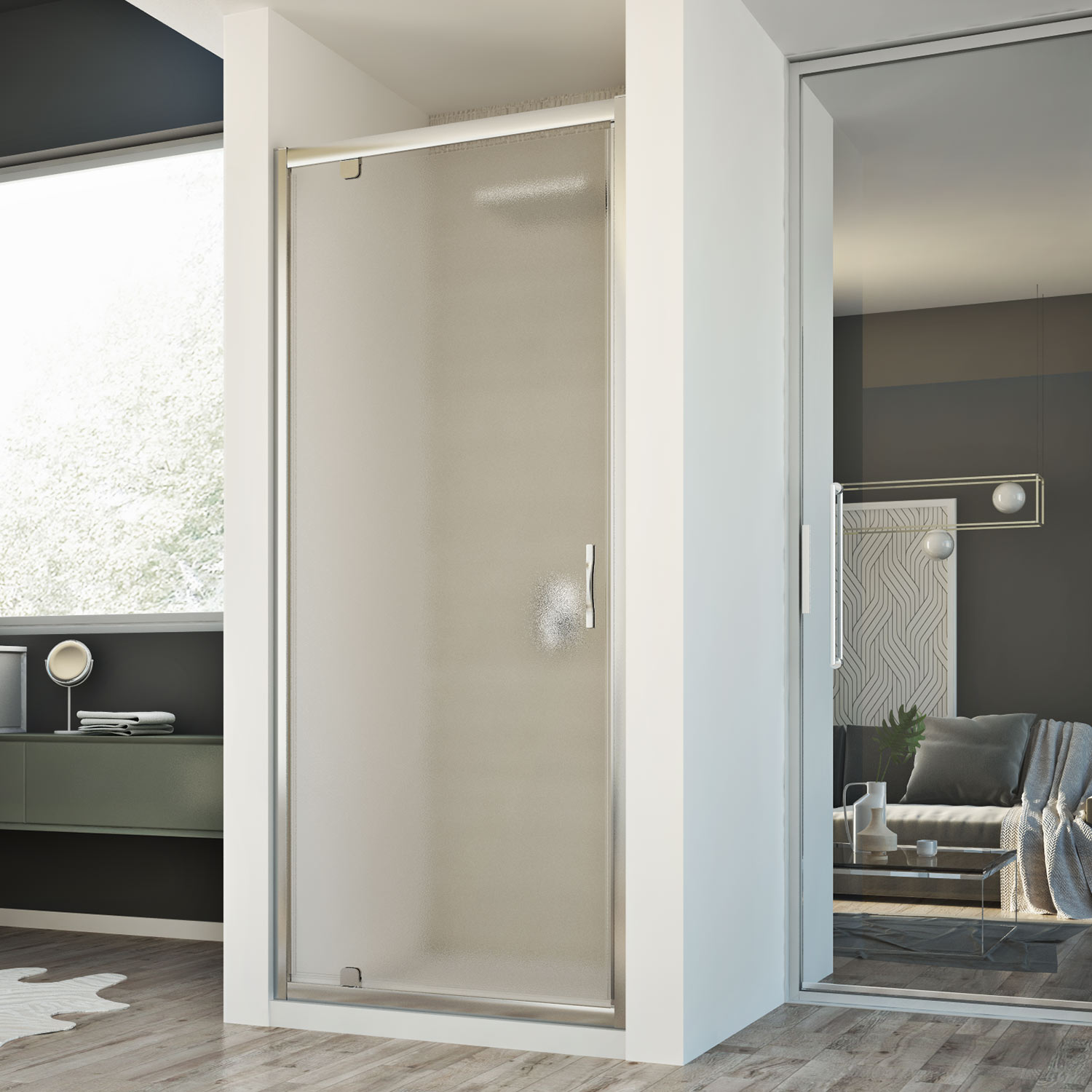 Duschtür Strukturglas H 198 Mod. Cristal 1 Tür 80 Cm