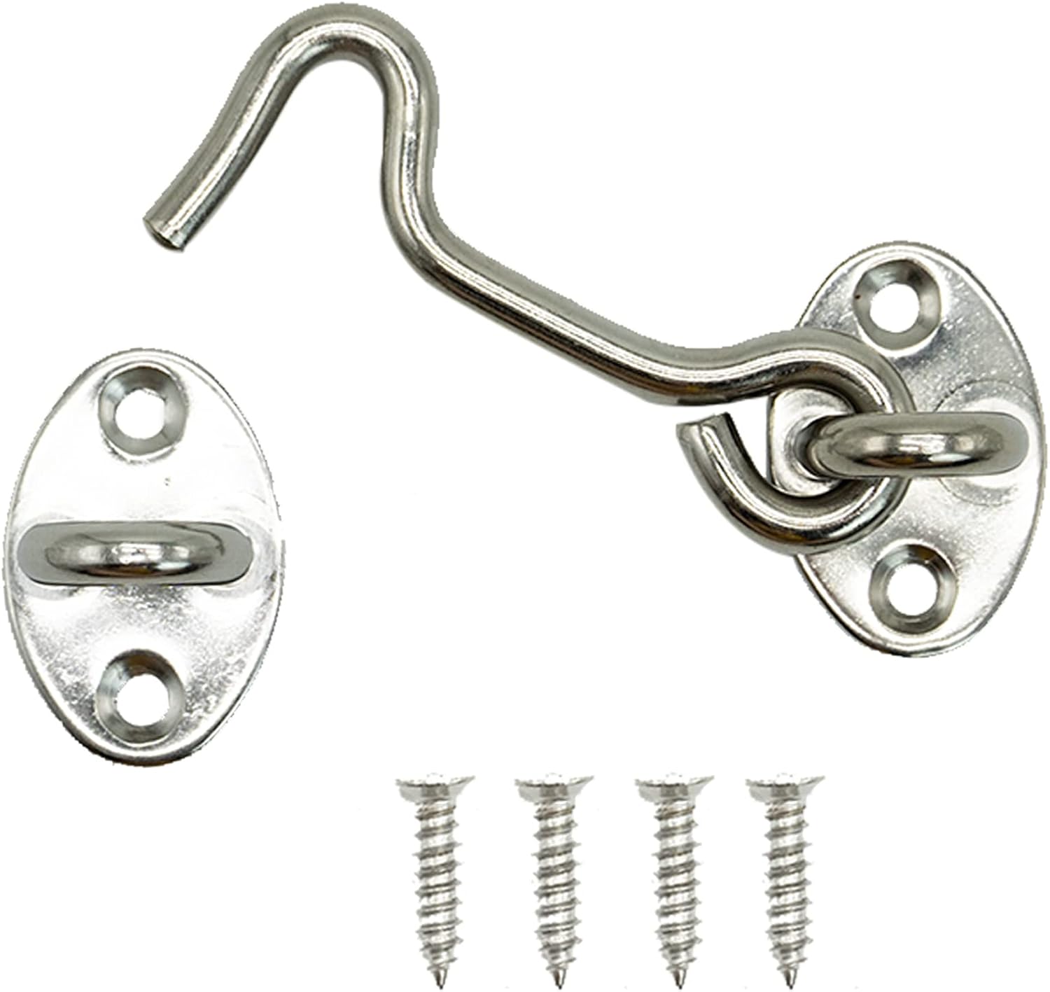 Stück Ösenhaken Und -bolzen Für Türschlösser – Geräuschlose Fensterhalterung – Edelstahl – 75 Mm – Silber (4 Zoll)