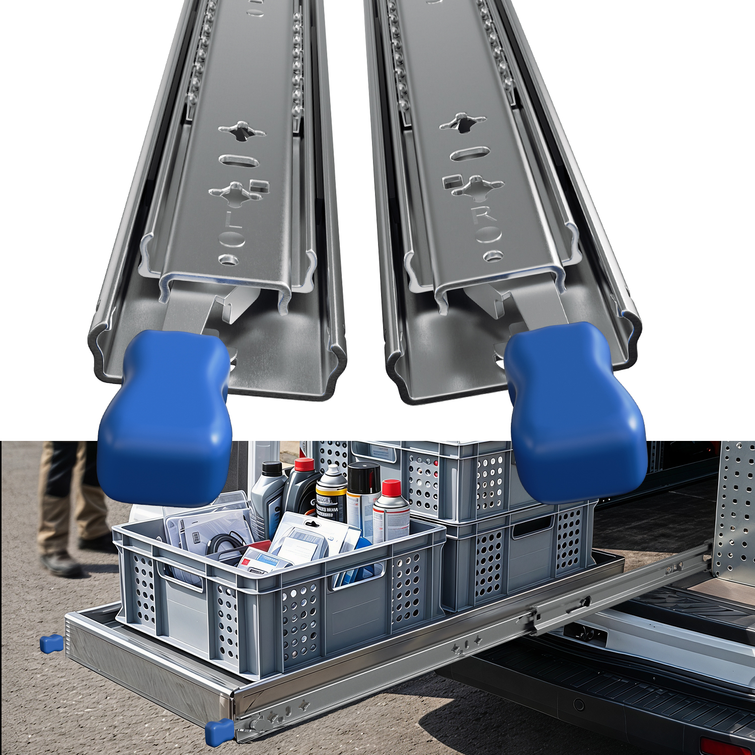 Jiubiaz Schwerlast-schubladenschienen 900 Mm, 93 Kg, Vollauszug, Verriegelbar, 2 Stück