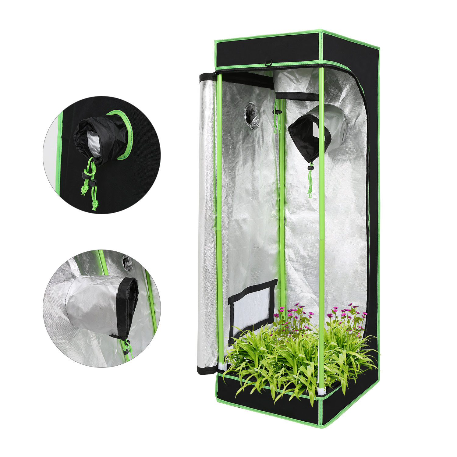 Jiubiaz Growbox 40 X 40 X 120 Cm, Indoor Pflanzenzelt Aus 600d Oxford, Lichtdicht Und Reflektierend, Mit Sichtfenster Und Belüftung