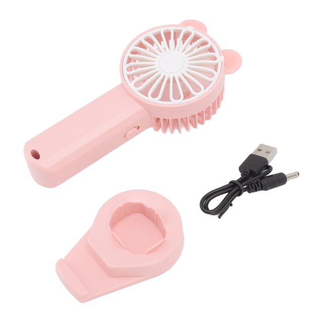 Leistungsstarker Taschenventilator Mit Natürlichem Wind, Usb-aufladbar, 5 Flügel, Abnehmbarer Standfuß, Mini-ventilator Für Zuhause, Büro Und Reisen, Pink
