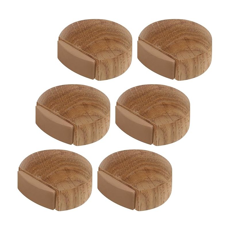 Set Mit 6 Selbstklebenden Türstoppern Aus Eichenholz – Für Glatte Böden – Einfache, Schraubenlose Montage – Maße: 4,5 X 4,2 X 1,6 Cm