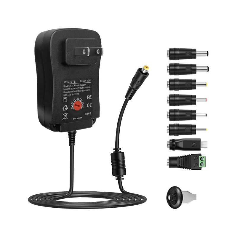 Verstellbarer 30-w-netzadapter, 8 Anschlüsse, Geeignet Für Haushaltsgeräte, Ladegerät Gemäß Europäischen Normen