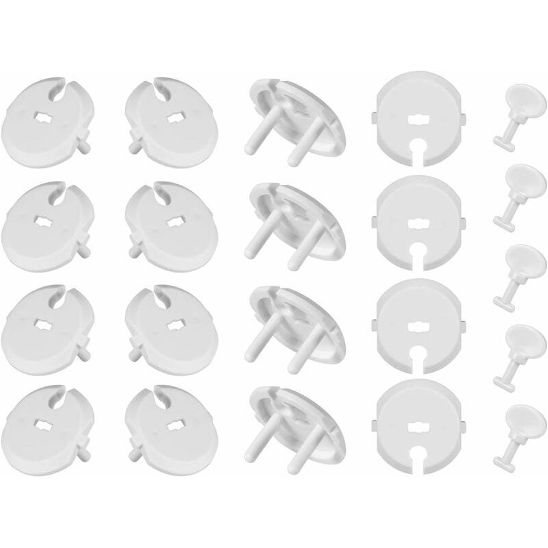 36-teiliges Set (30 Steckdosenabdeckungen + 6 Schlüssel) Kindersichere Steckdosenabdeckungen Mit Drehmechanismus, Standard-2-loch-steckdose, Weiß