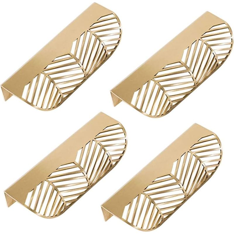 Möbelgriffe Aus Vergoldetem Messing – 4er-set – Blattform – Länge 117 Mm – Breite 44 Mm – Höhe 24 Mm – Lochabstand 96 Mm